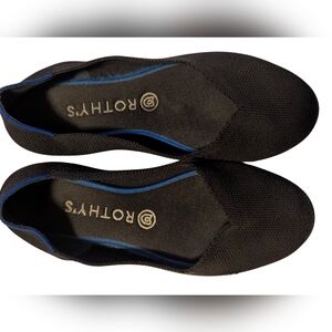 Rothy's Black Flats with Blue Trim
